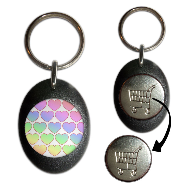 Rainbow Heart Pattern - Shopping Trolley Key Ring