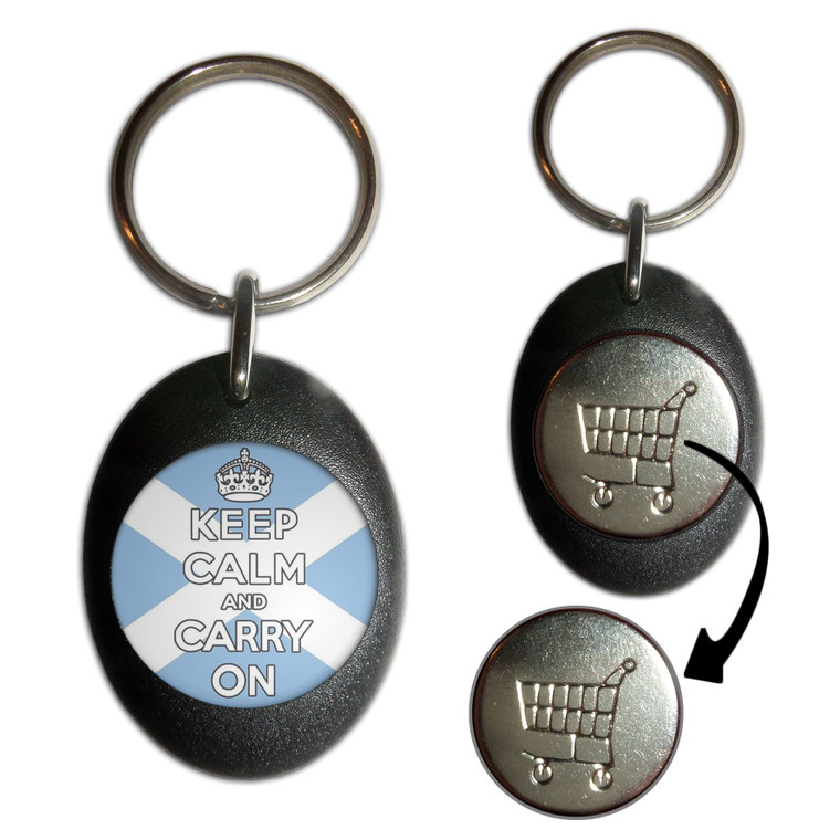 Scotland Flag Keep Calm and Carry On - Shopping Trolley Key Ring