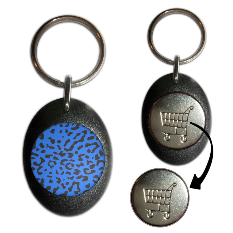 Blue Leopard Print - Shopping Trolley Key Ring