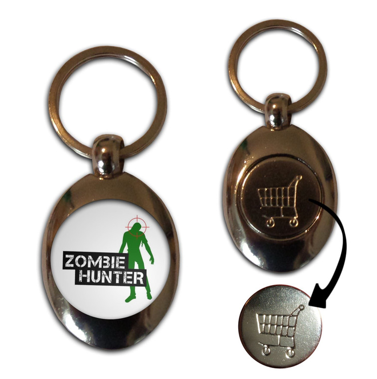 Zombie Hunter - Silver £1/€1 Shopping Key Ring