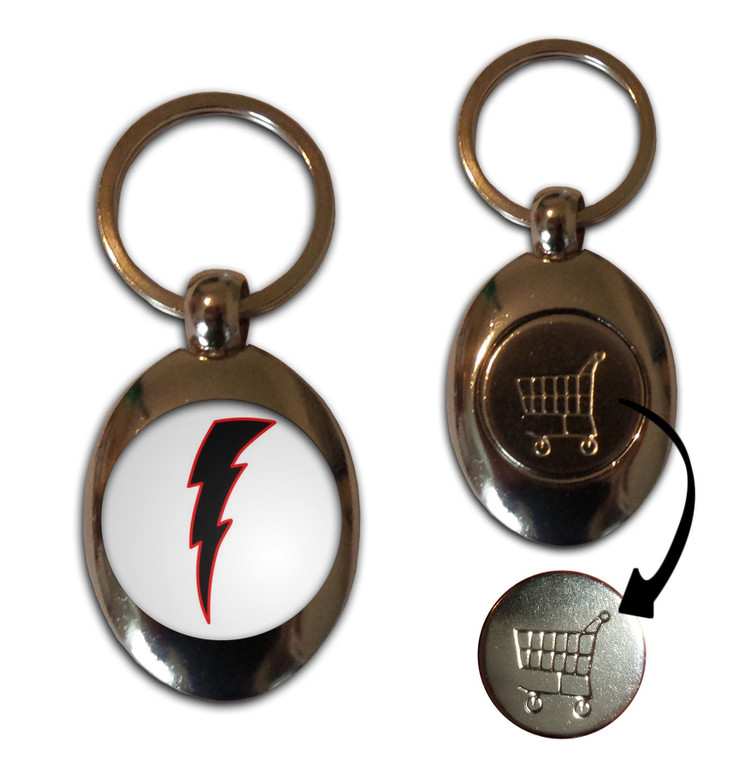 Lightning Bolt Black - Silver £1/€1 Shopping Key Ring
