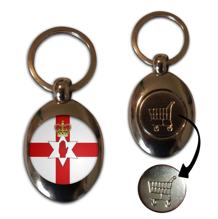 Northern Ireland Flag - Silver £1/€1 Shopping Key Ring