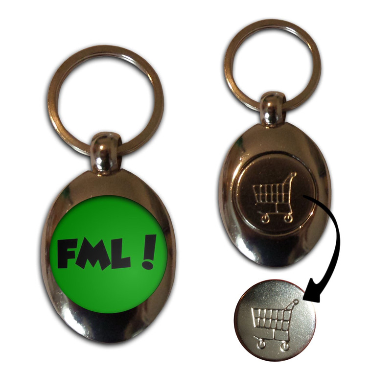 FML! F**k My Life - Silver £1/€1 Shopping Key Ring