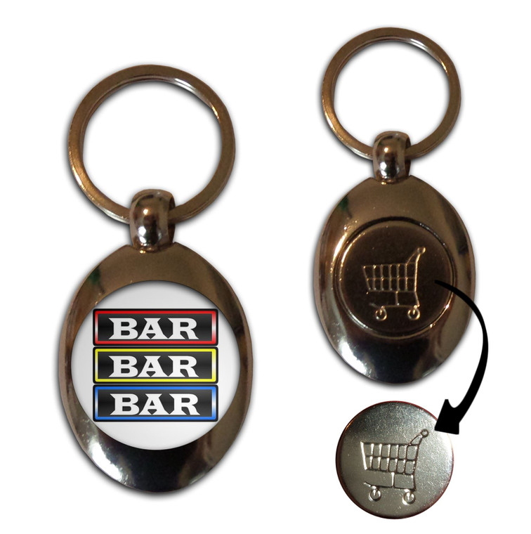 Fruit Machine Bar - Silver £1/€1 Shopping Key Ring