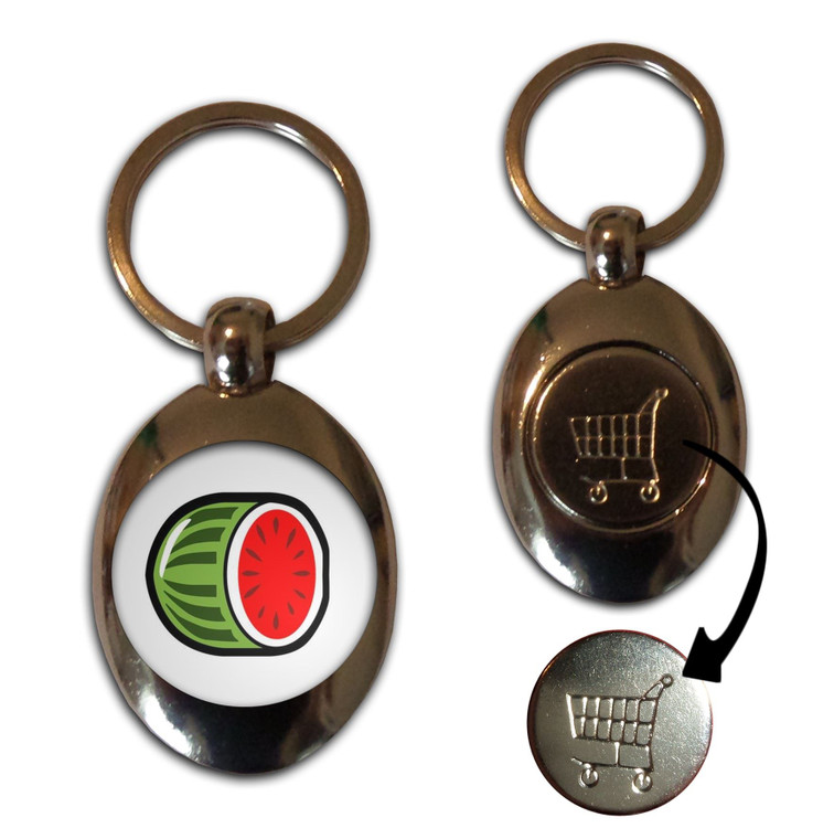 Fruit Machine Melon - Silver £1/€1 Shopping Key Ring