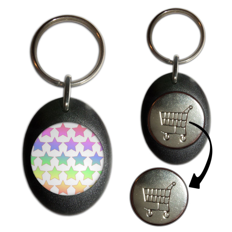 Rainbow Star Pattern - Shopping Trolley Key Ring