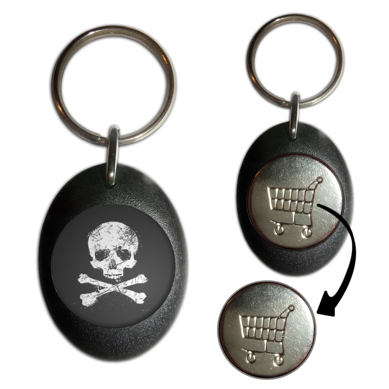 Distressed Skull and Crossbones - Shopping Trolley Key Ring