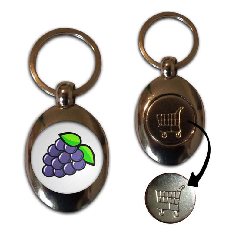 Fruit Machine Grapes - Silver £1/€1 Shopping Key Ring