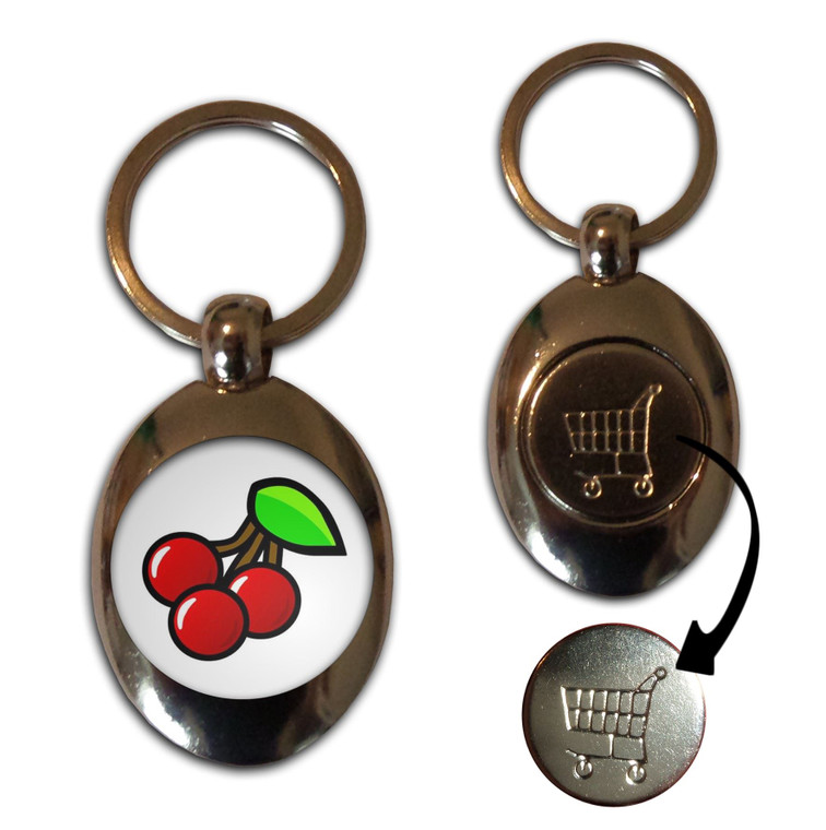 Fruit Machine Cherries - Silver £1/€1 Shopping Key Ring