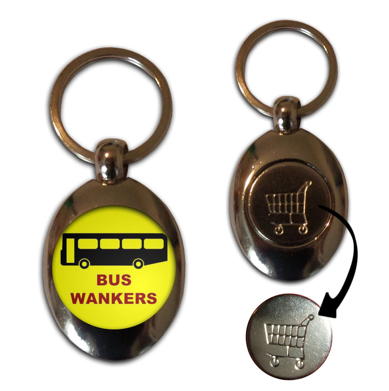 Bus W*nkers - Silver £1/€1 Shopping Key Ring Bus W*nkers - Silver £1/€1 Shopping Key Ring