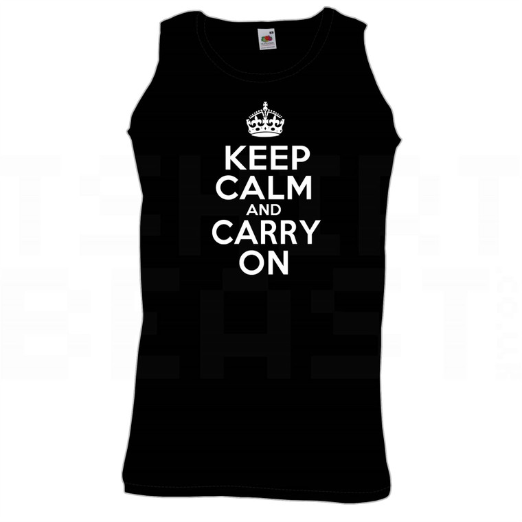 Keep Calm and Carry On - Quality Printed Cotton Gym Vest