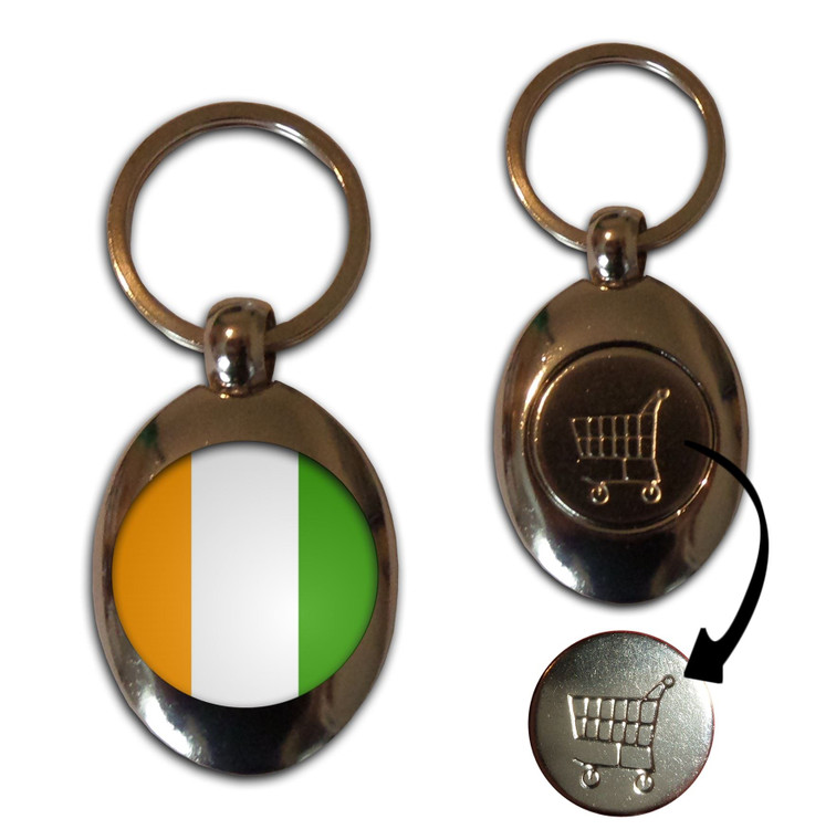 Ivory Coast Flag - Silver £1/€1 Shopping Key Ring