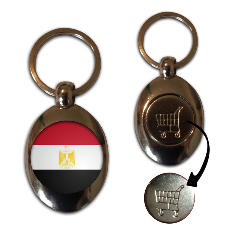 Egypt Flag - Silver £1/€1 Shopping Key Ring