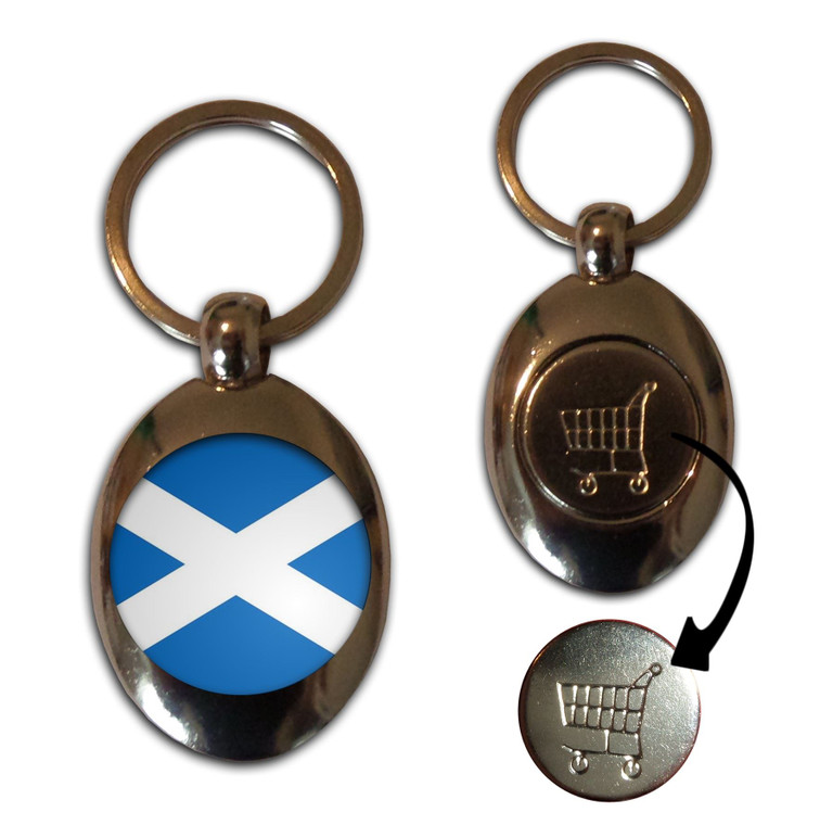 Scotland Flag - Silver £1/€1 Shopping Key Ring