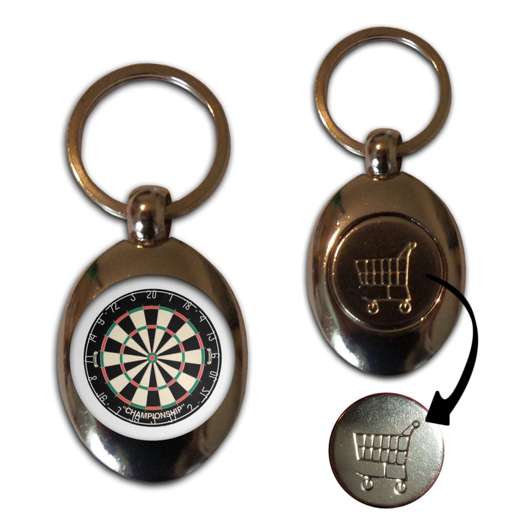 Dartboard - Silver £1/€1 Shopping Key Ring