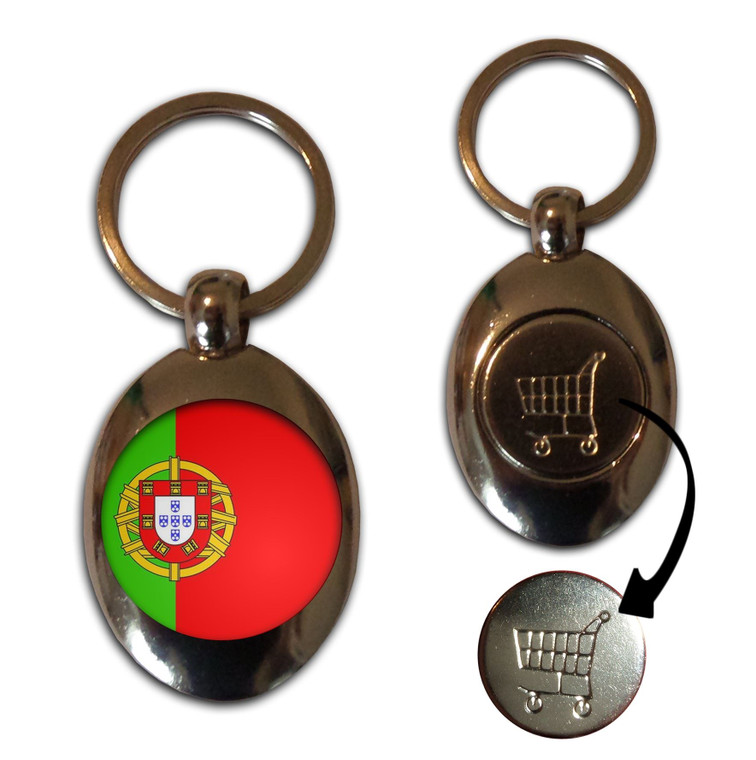 Portugal Flag - Silver £1/€1 Shopping Key Ring