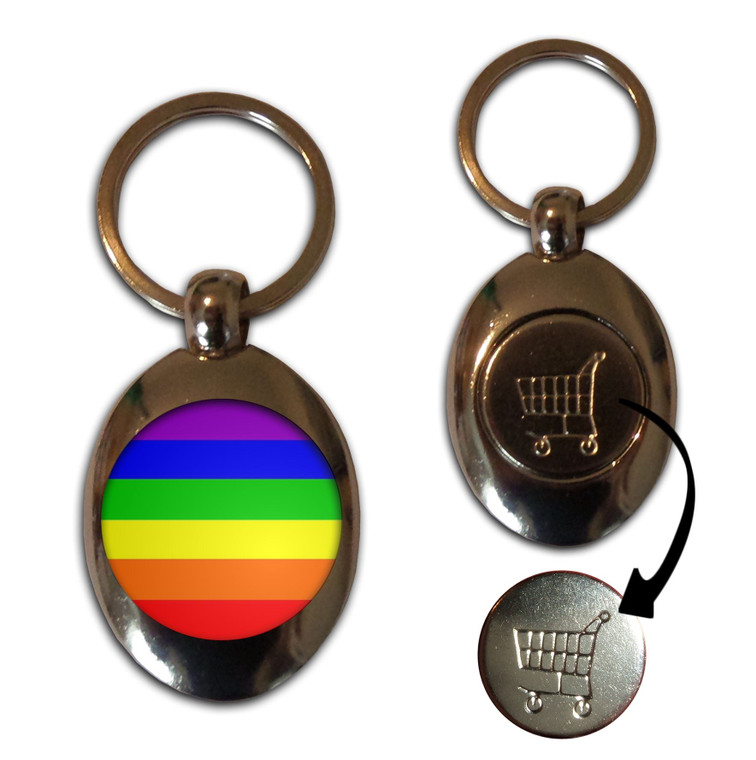 Gay Flag - Silver £1/€1 Shopping Key Ring