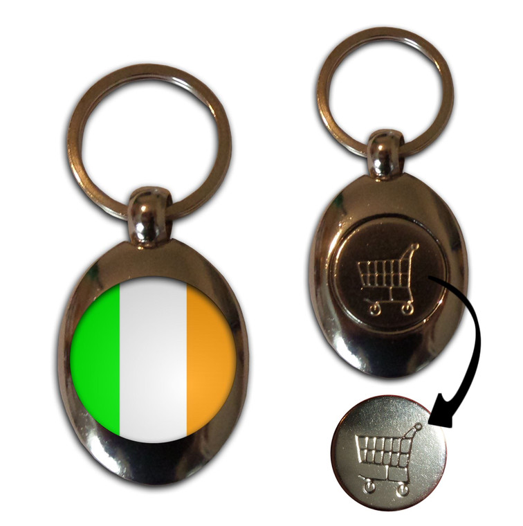 Ireland Flag - Silver £1/€1 Shopping Key Ring