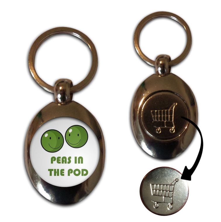Peas in the Pod - Silver £1/€1 Shopping Key Ring