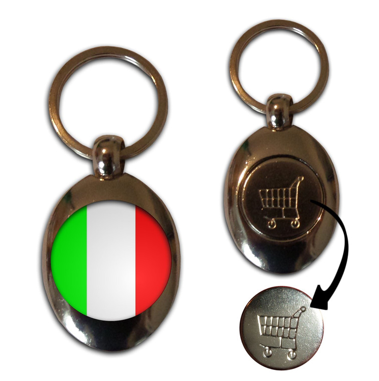 Italy Flag - Silver £1/€1 Shopping Key Ring