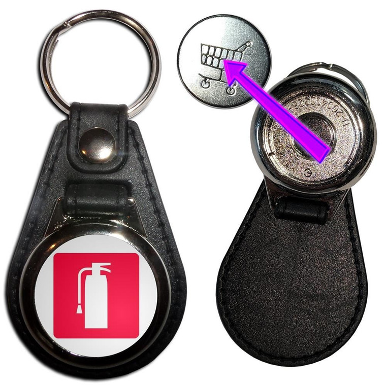 Fire Extinguisher - Hidden £1/€1 Shopping Token Medallion Key Ring