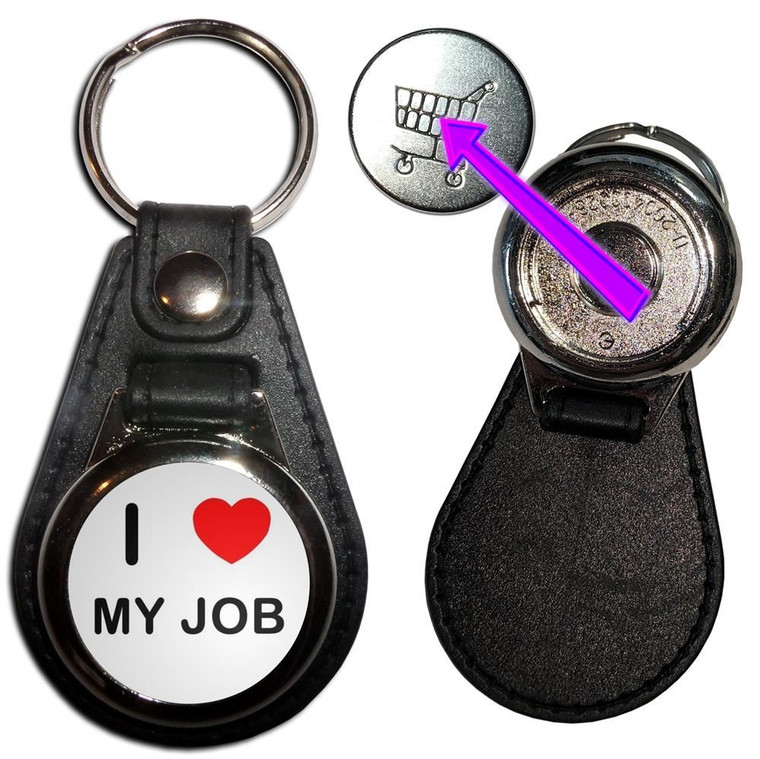 I Love Heart My Job - Hidden £1/€1 Shopping Token Medallion Key Ring