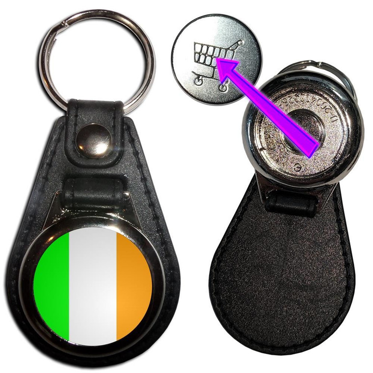 Ireland Flag - Hidden £1/€1 Shopping Token Medallion Key Ring
