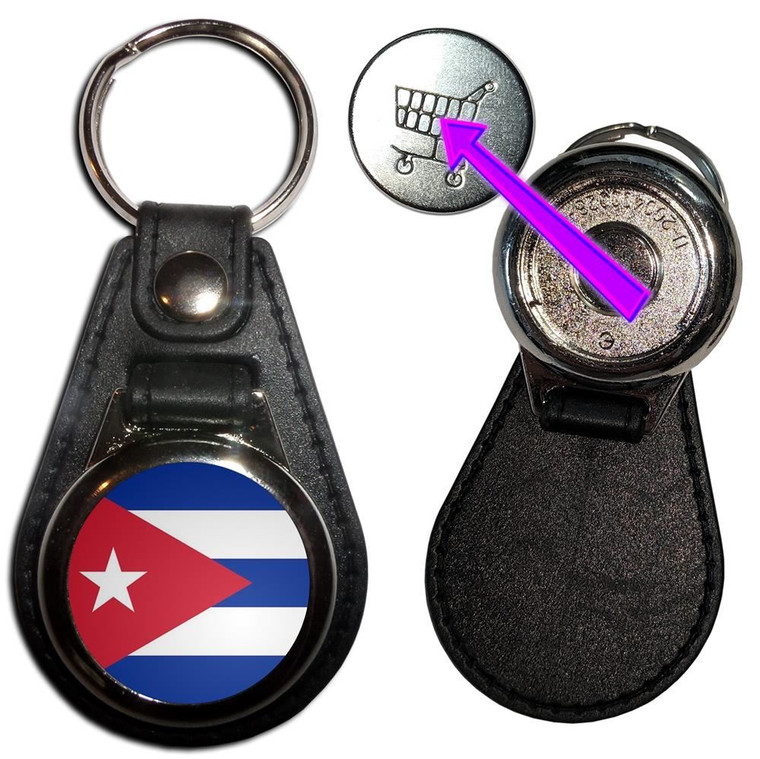 Cuba Flag - Hidden £1/€1 Shopping Token Medallion Key Ring
