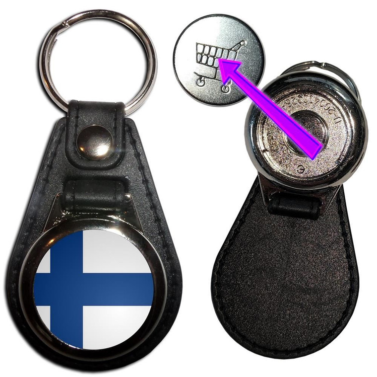 Finland Flag - Hidden £1/€1 Shopping Token Medallion Key Ring