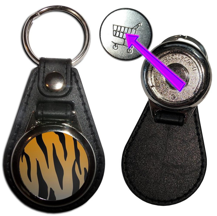 Tiger Print Pattern - Hidden £1/€1 Shopping Token Medallion Key Ring Tiger Print Pattern - Hidden £1/€1 Shopping Token Medallion Key Ring