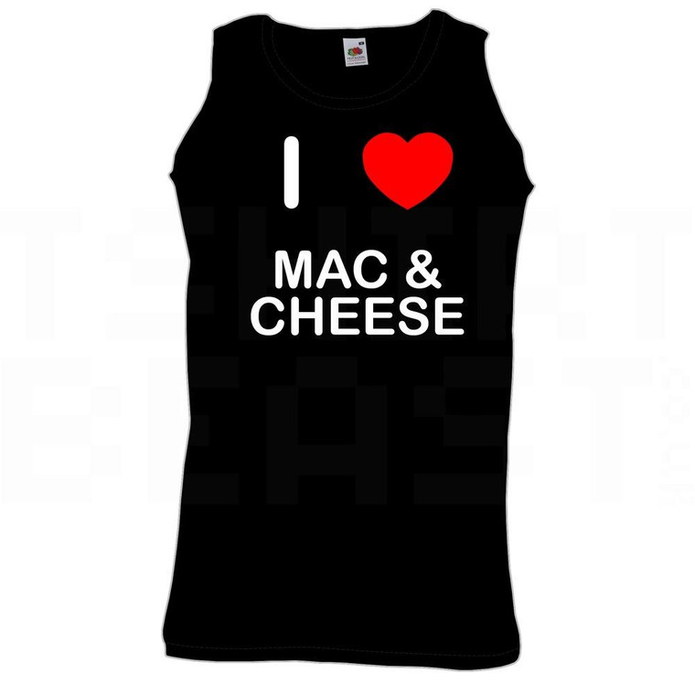 I Love Heart Mac N Cheese - Quality Printed Cotton Gym Vest