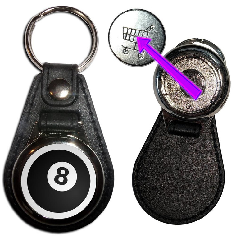 8 Ball - Hidden £1/€1 Shopping Token Medallion Key Ring