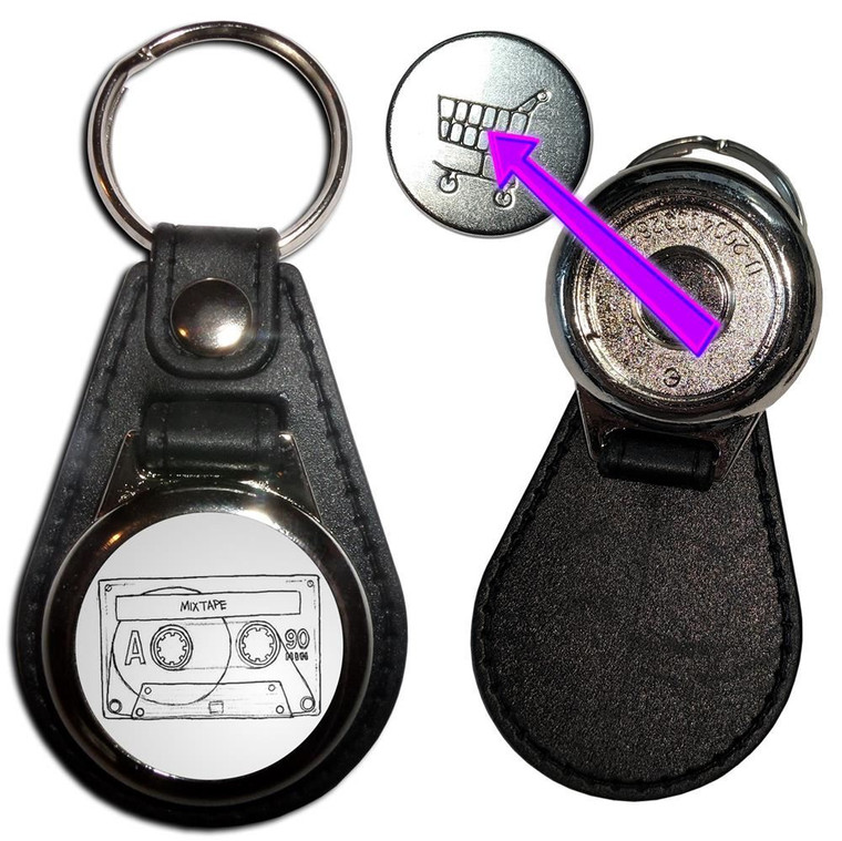 Cassette Tape - Hidden £1/€1 Shopping Token Medallion Key Ring