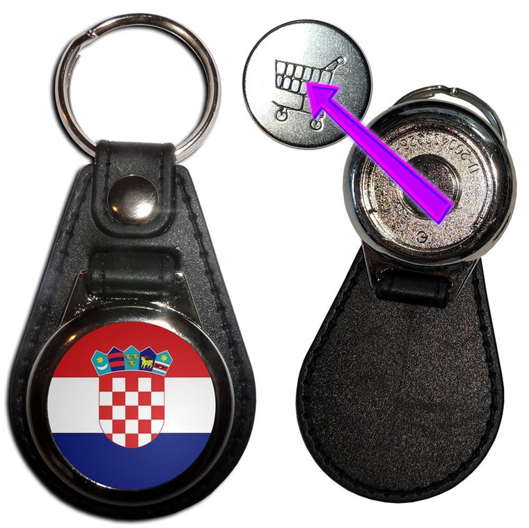 Croatia Flag - Hidden £1/€1 Shopping Token Medallion Key Ring