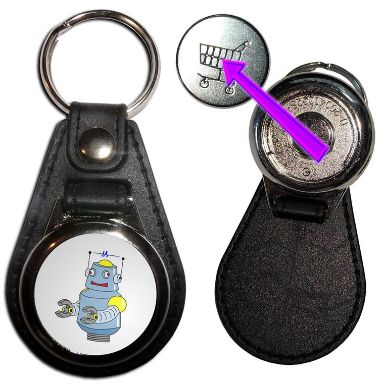 White Boy Robot - Hidden £1/€1 Shopping Token Medallion Key Ring White Boy Robot - Hidden £1/€1 Shopping Token Medallion Key Ring