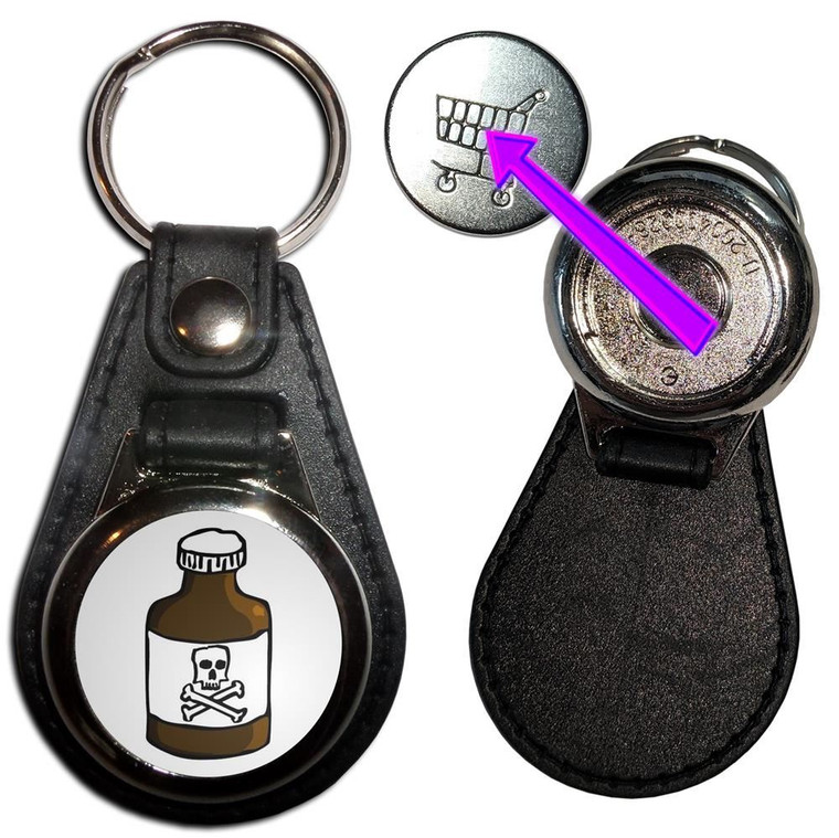 Poison Bottle - Hidden £1/€1 Shopping Token Medallion Key Ring