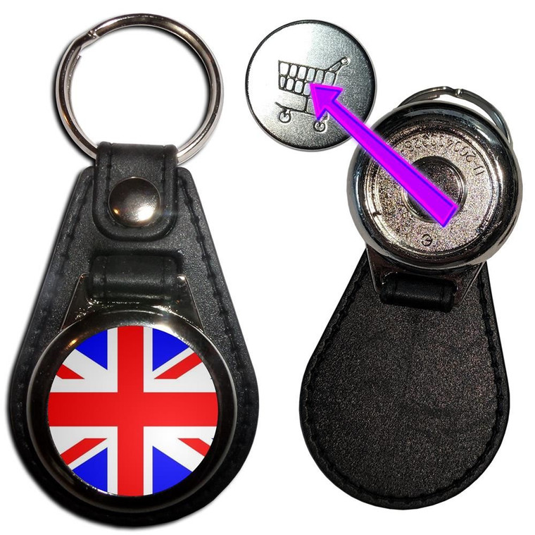 Union Jack UK Flag - Hidden £1/€1 Shopping Token Medallion Key Ring