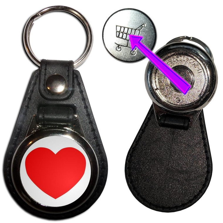 Heart - Hidden £1/€1 Shopping Token Medallion Key Ring