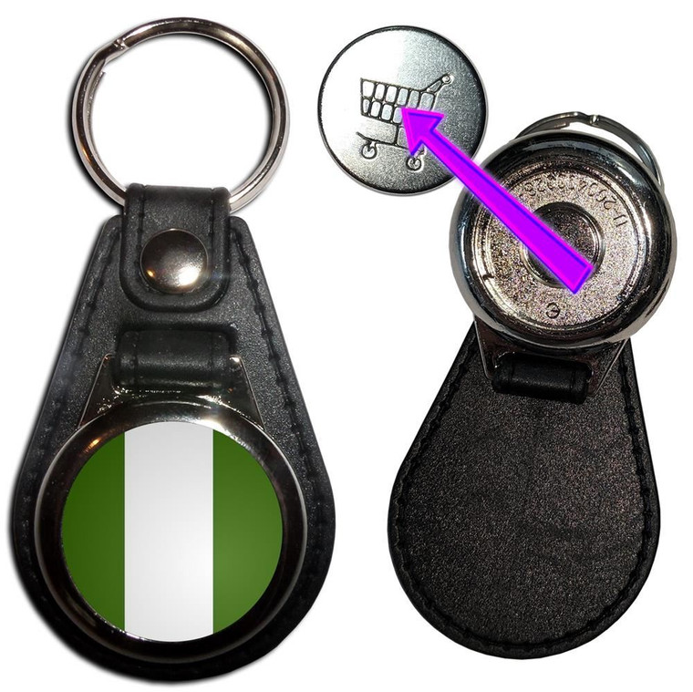 Nigeria Flag - Hidden £1/€1 Shopping Token Medallion Key Ring