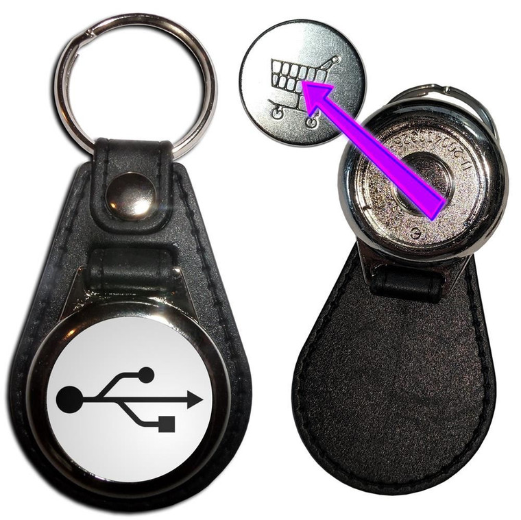 USB Logo - Hidden £1/€1 Shopping Token Medallion Key Ring
