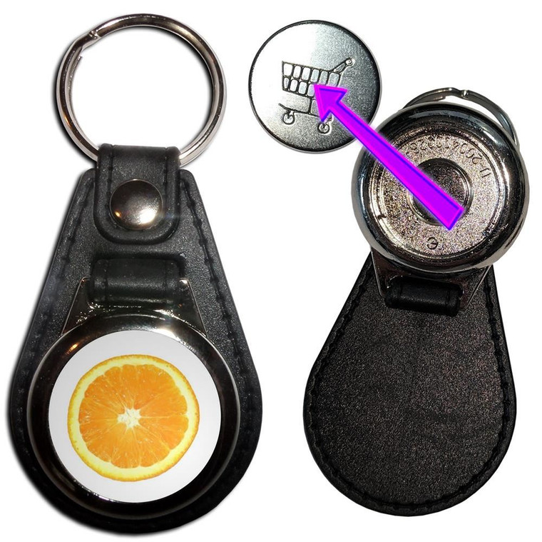 Orange - Hidden £1/€1 Shopping Token Medallion Key Ring