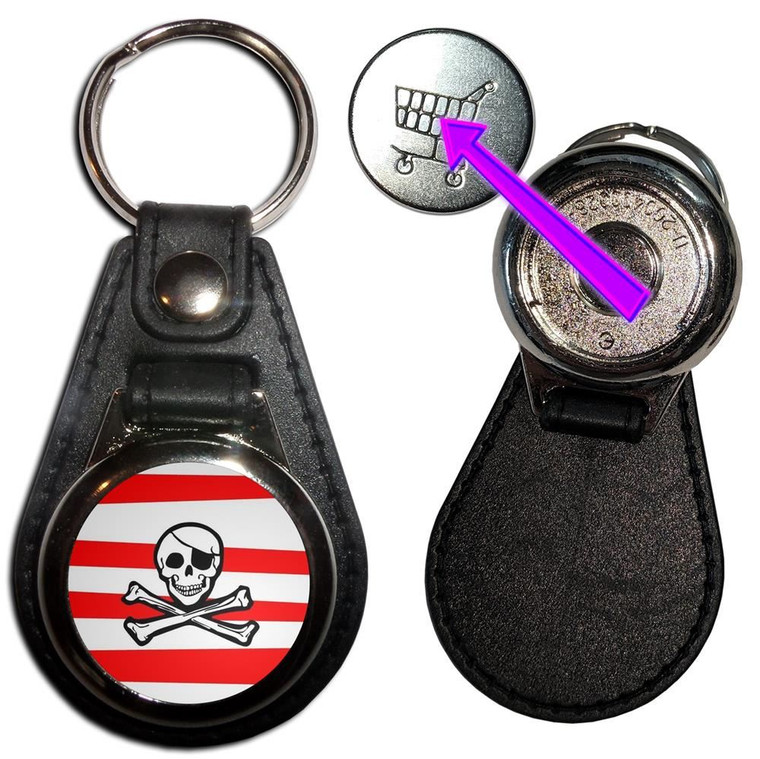 Jolly Roger Stripey - Hidden £1/€1 Shopping Token Medallion Key Ring