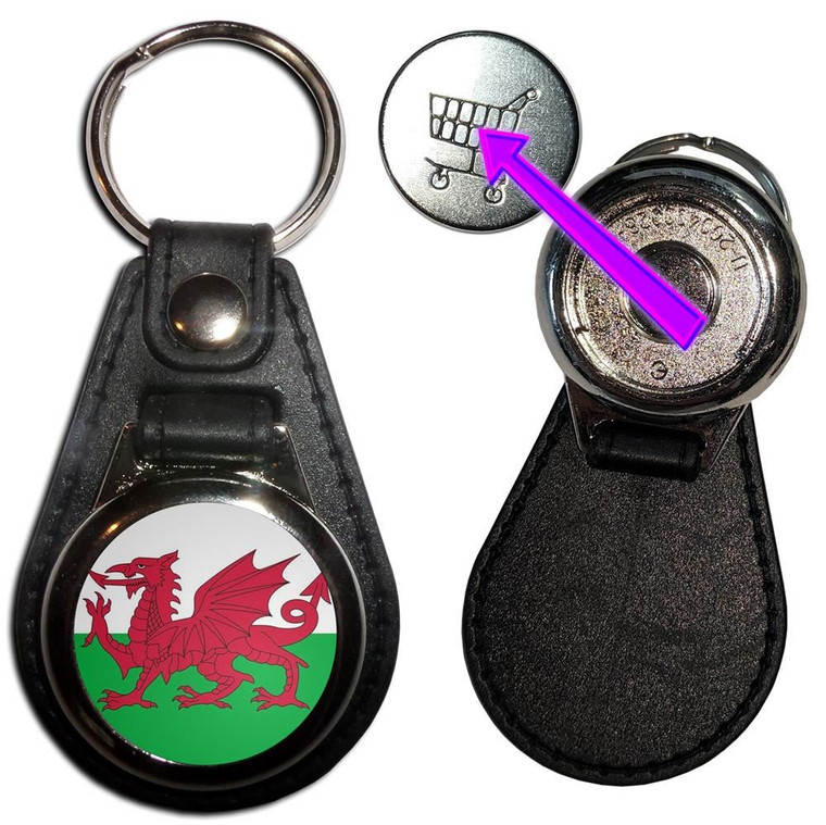 Wales Flag - Hidden £1/€1 Shopping Token Medallion Key Ring