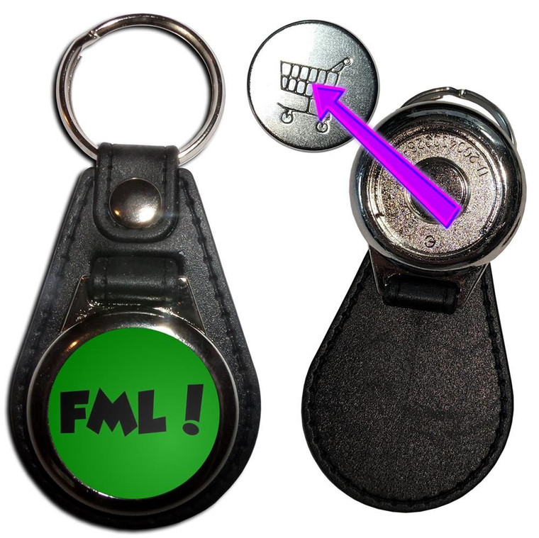 FML! F**k My Life - Hidden £1/€1 Shopping Token Medallion Key Ring