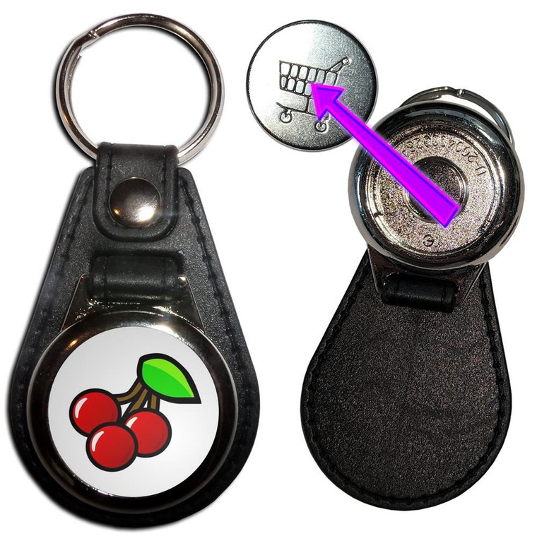 Fruit Machine Cherries - Hidden £1/€1 Shopping Token Medallion Key Ring