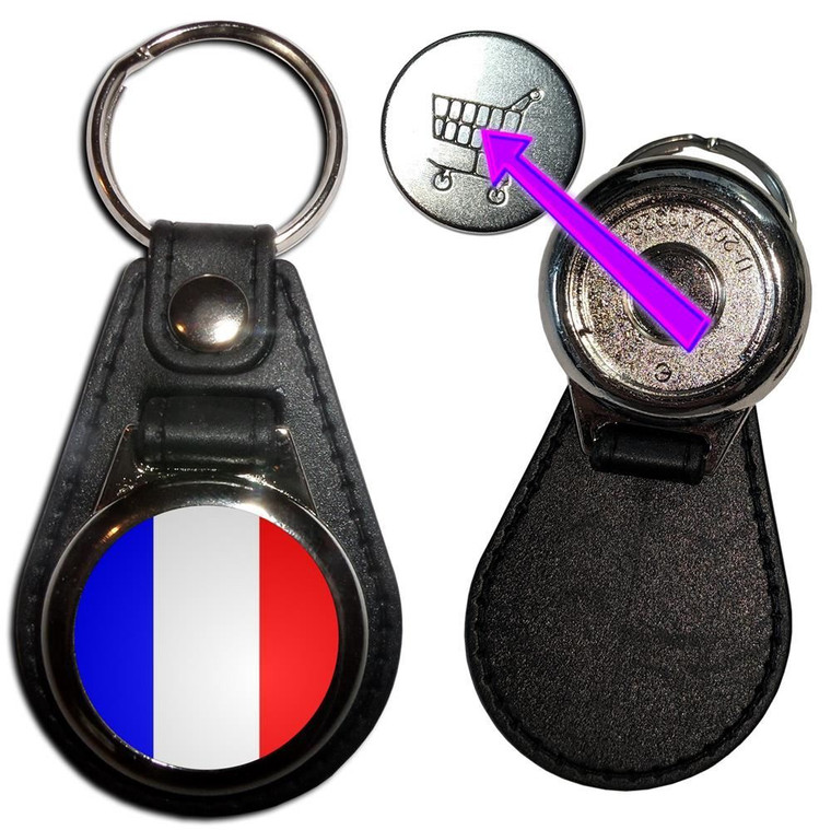 France Flag - Hidden £1/€1 Shopping Token Medallion Key Ring