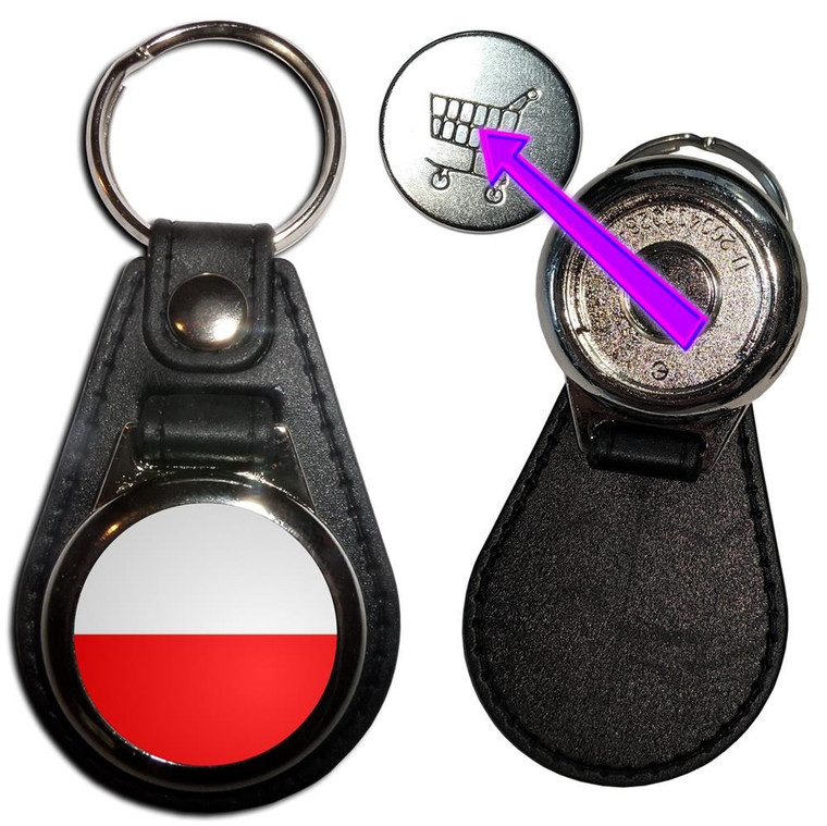 Poland Flag - Hidden £1/€1 Shopping Token Medallion Key Ring