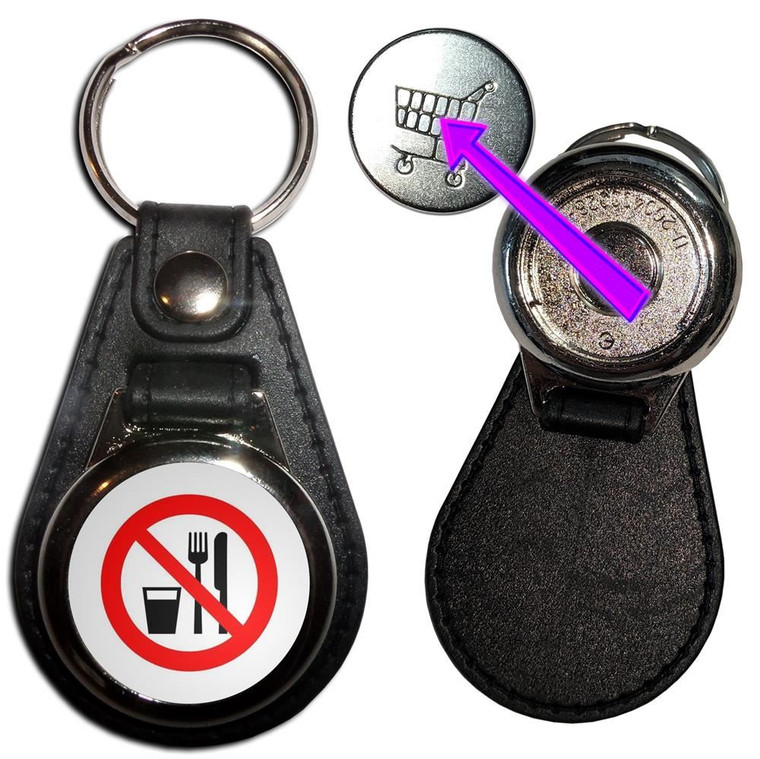 No Food or Drink - Hidden £1/€1 Shopping Token Medallion Key Ring