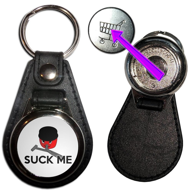 Suck Me - Hidden £1/€1 Shopping Token Medallion Key Ring