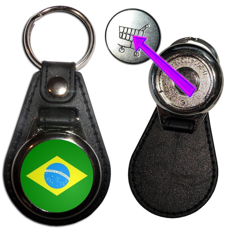 Brazil Flag - Hidden £1/€1 Shopping Token Medallion Key Ring